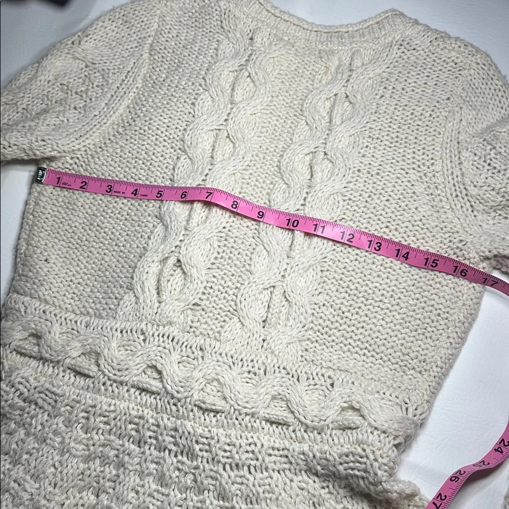 Anthropologie Sparrow Stitchy Peplum button cardigan tie waist wool blend M - Picture 10 of 11